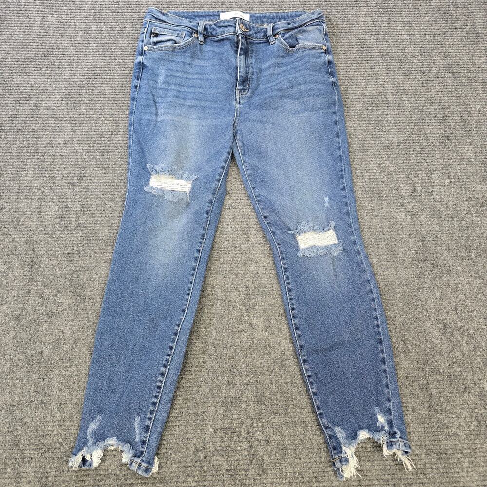KanCan Jeans Womens 15 31 Blue Skinny Distressed Raw Hem Stretch